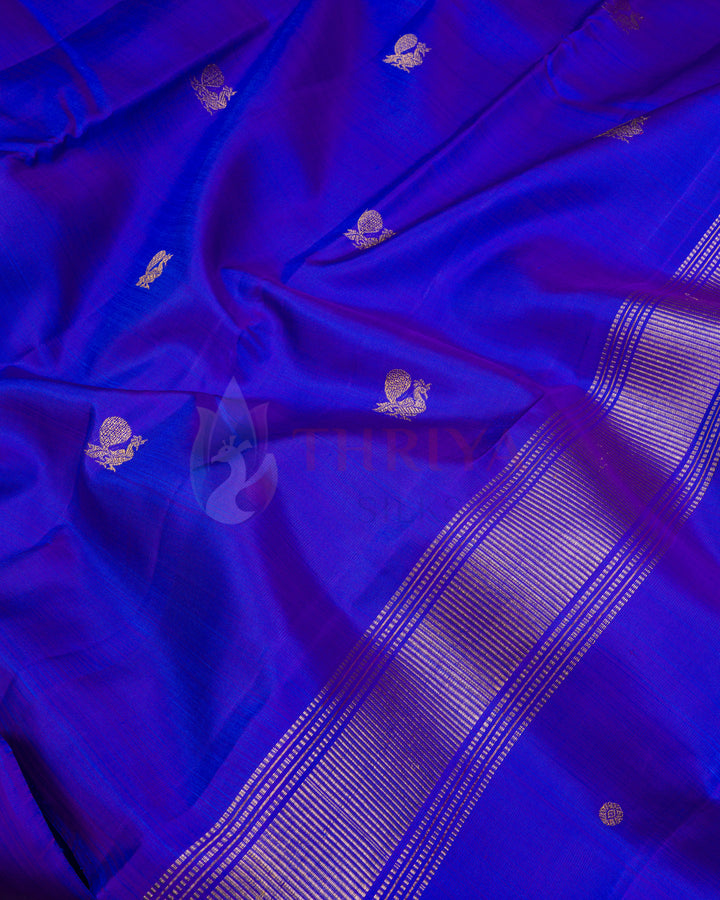 Royal Blue Kanchipuram Silk Saree & 3G - TSPQ190704