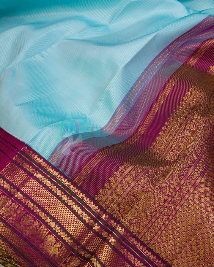 Sky Blue Korvai Kanchipuram Silk Saree - TSPQ120505