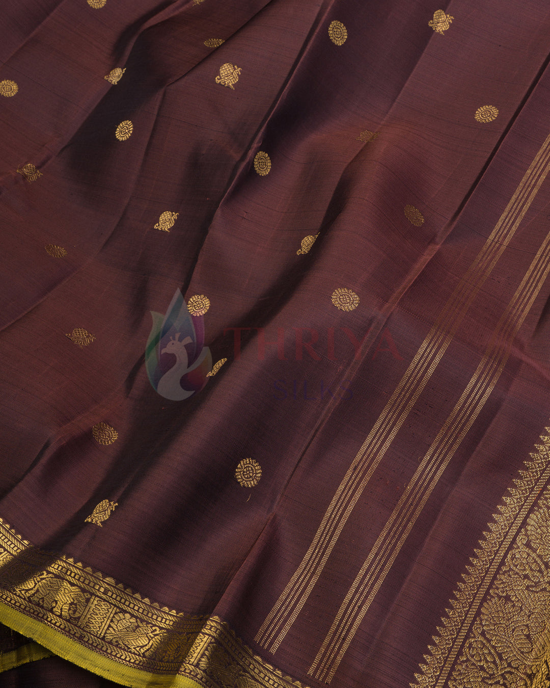Brown Kanchipuram Silk Saree & 3G - TSPQ190701
