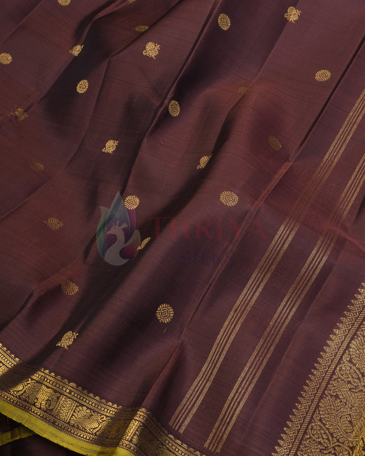 Brown Kanchipuram Silk Saree & 3G - TSPQ190701