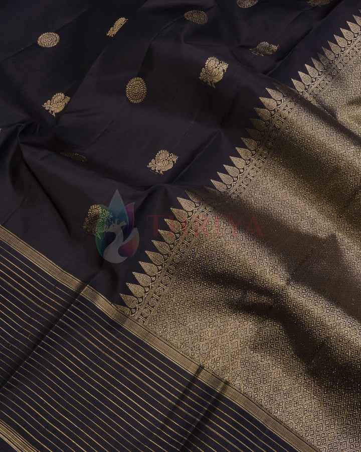 Black Kanchipuram Silk Saree - TSPQ200701