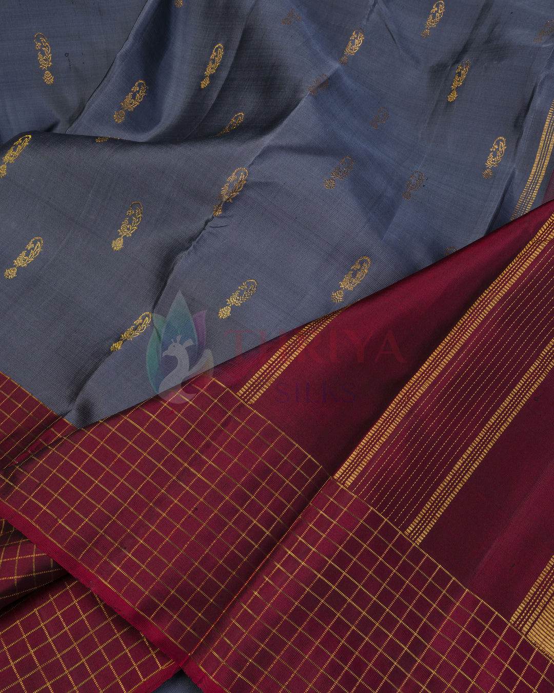 Ash Kanchipuram Silk Saree - TSPQ100501