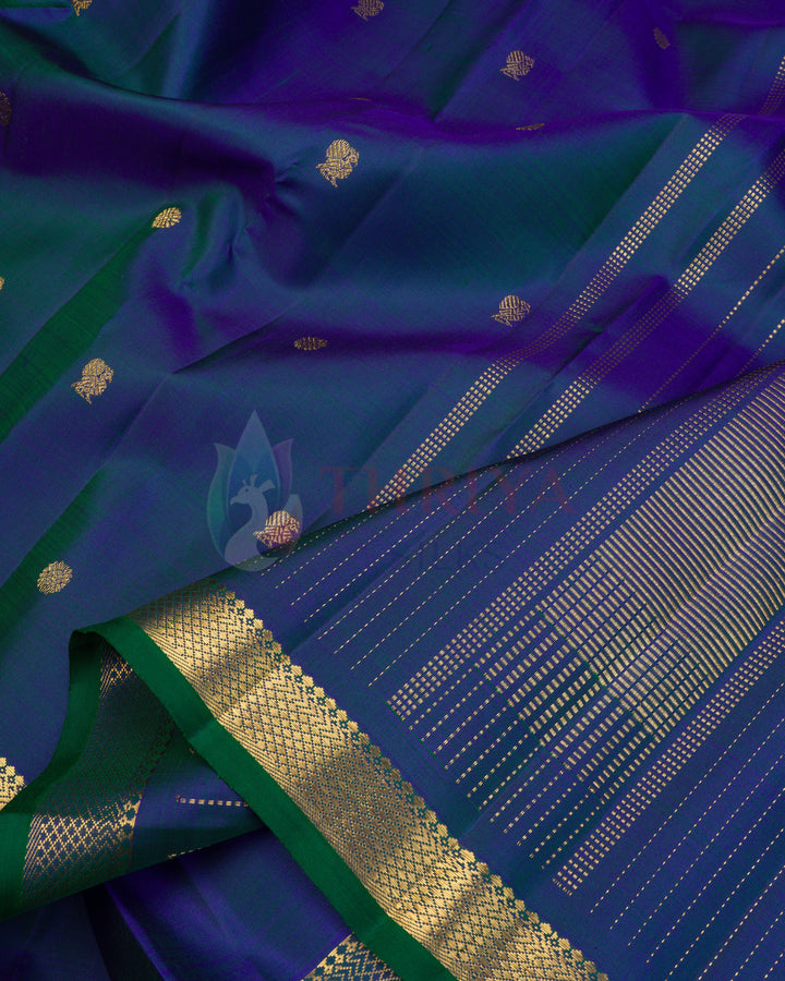 Peacock Blue Kanchipuram Silk Saree & 3G Zari - TSPQ200714