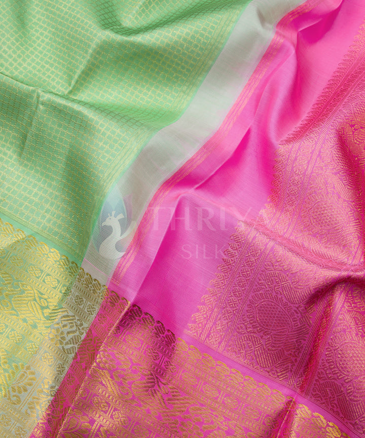 Pista Green and Pink Kanchipuram Silk Saree - TSW0929 - View 3