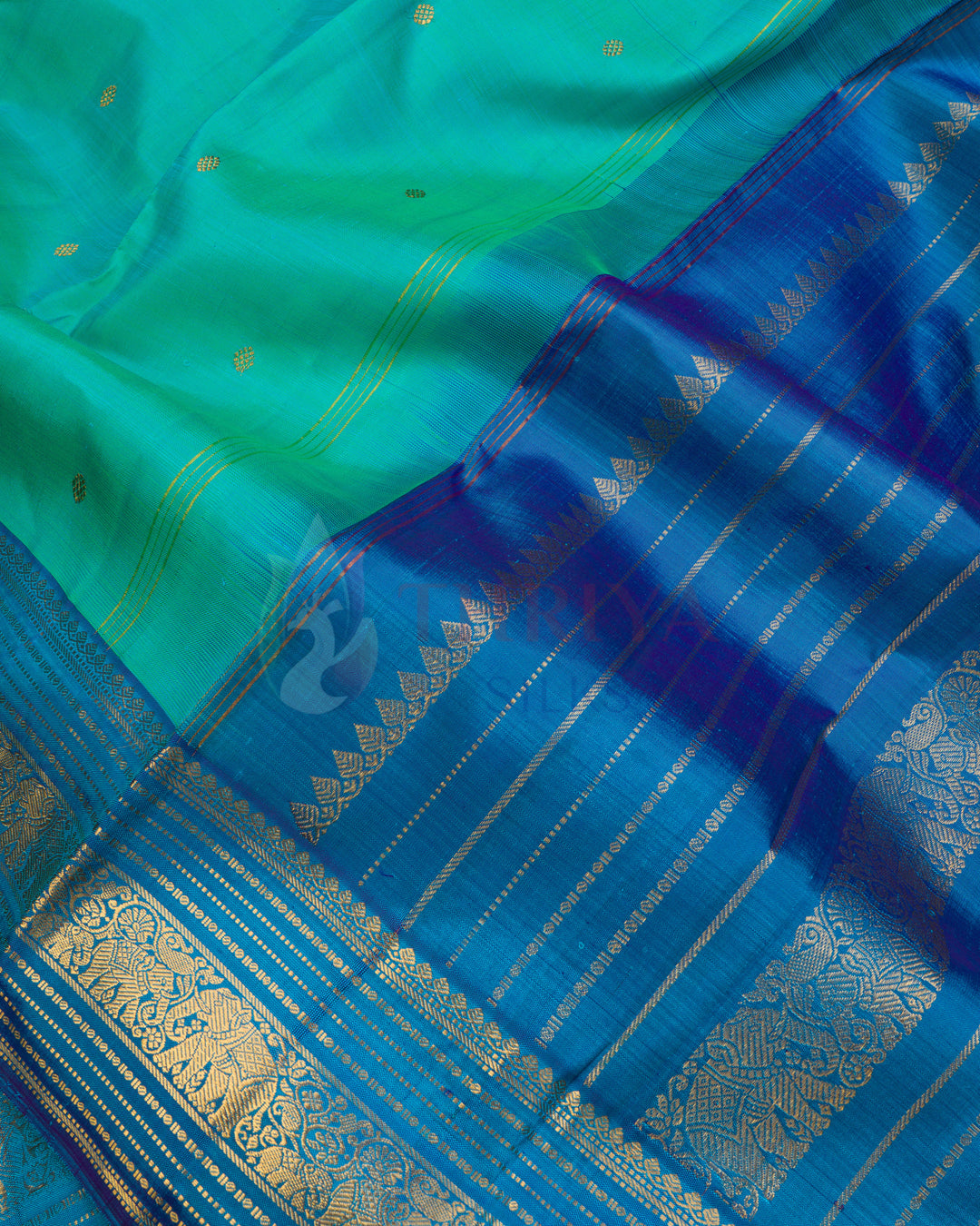 Coral Green Kanchipuram Silk Saree -TSPQ100516