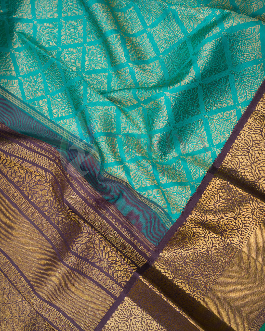 Turquoise Blue Korvai Kanchipuram Saree with 2g Zari - TSW290105