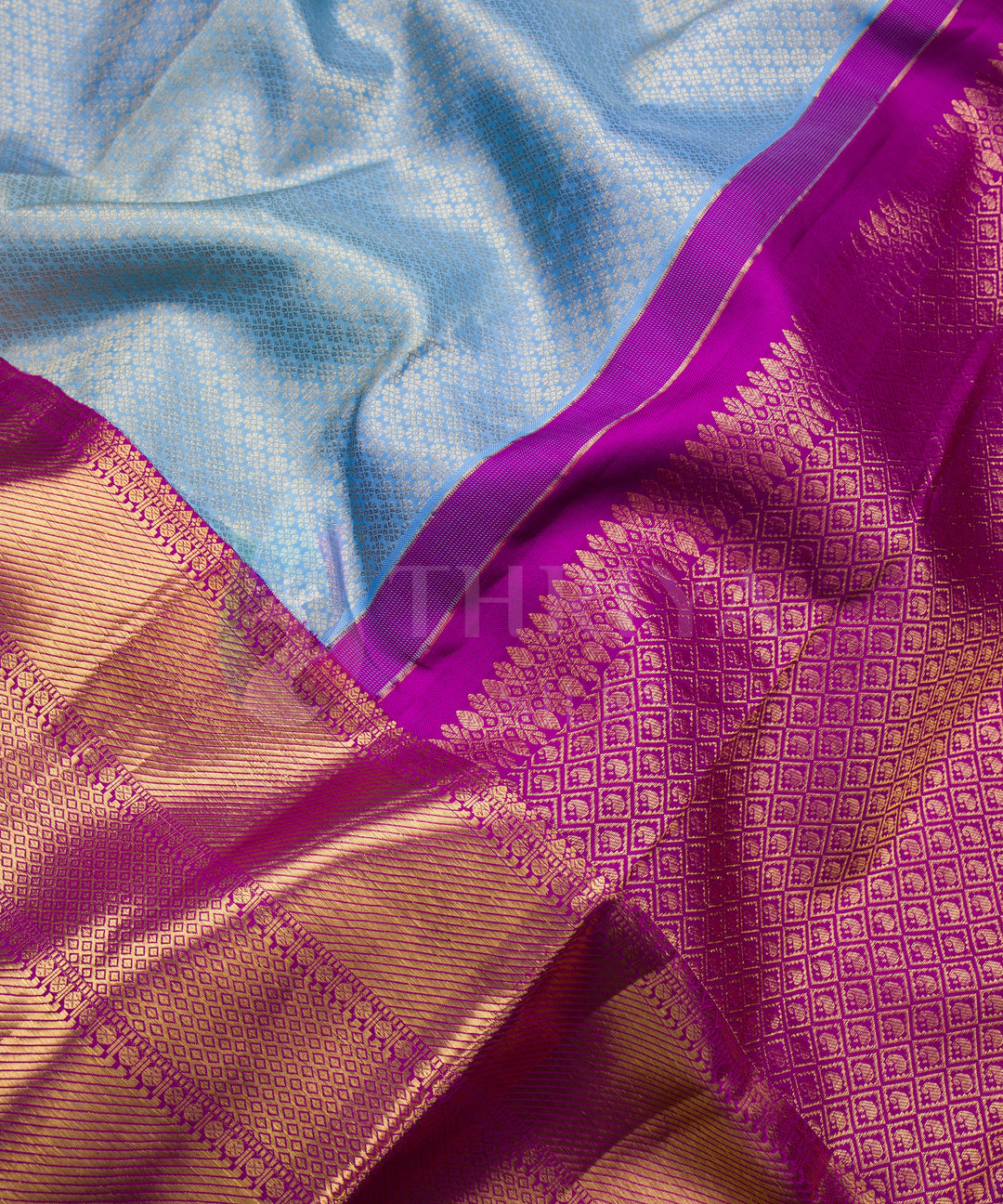 Blue and Magenta Kanchipuram Silk Saree- TSW1132 - View 3