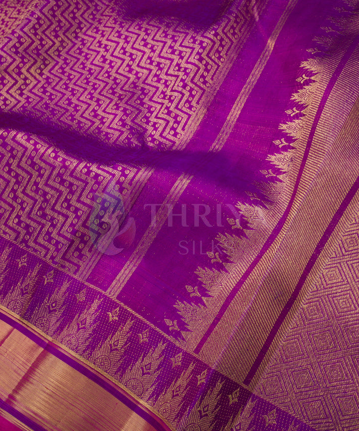 Magenta and Gold Kanchipuram Silk Saree- TSW050702 - View 3