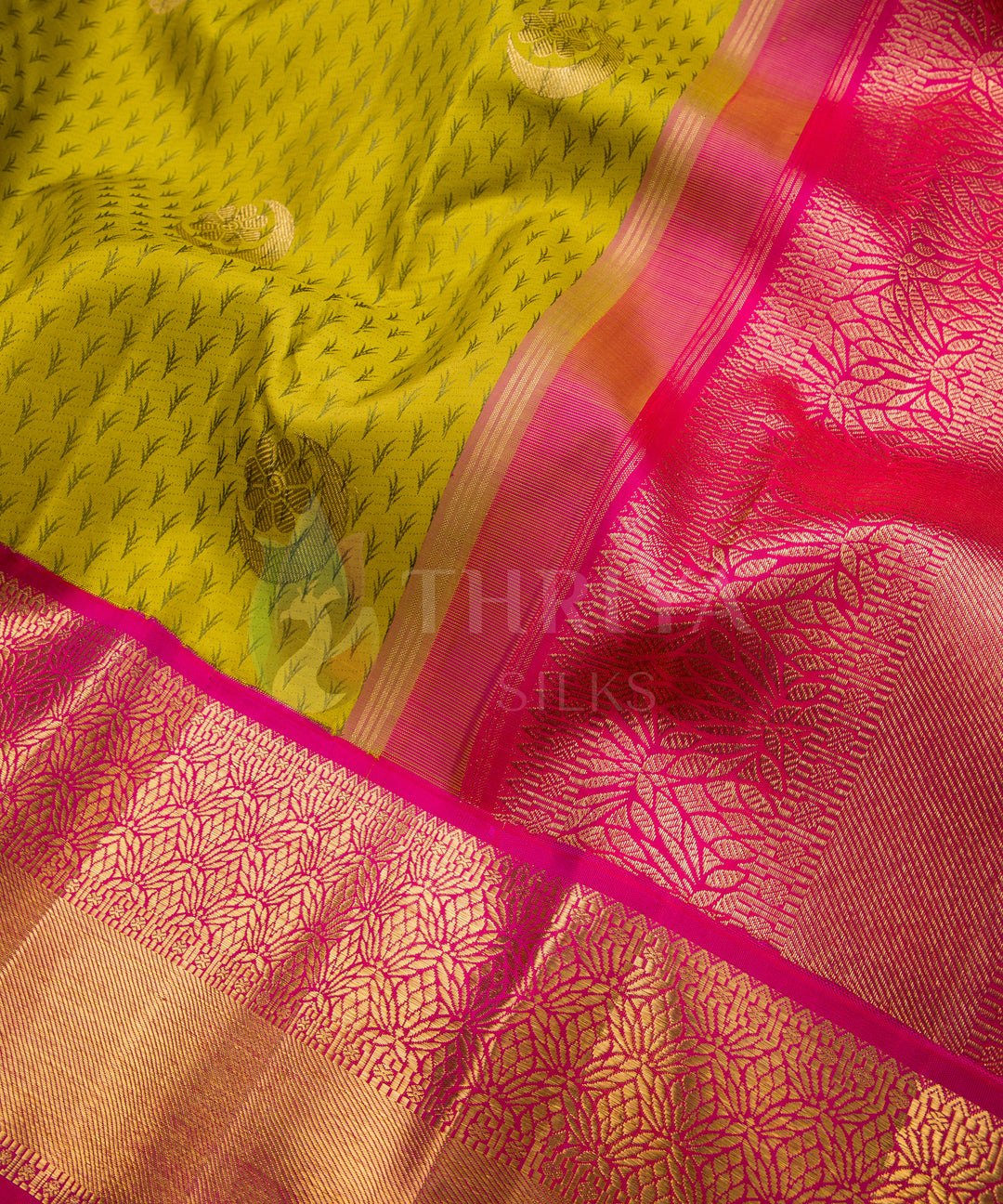 Parrot Green and Pink Kanchipuram Silk Saree - TSW050701 - view 3