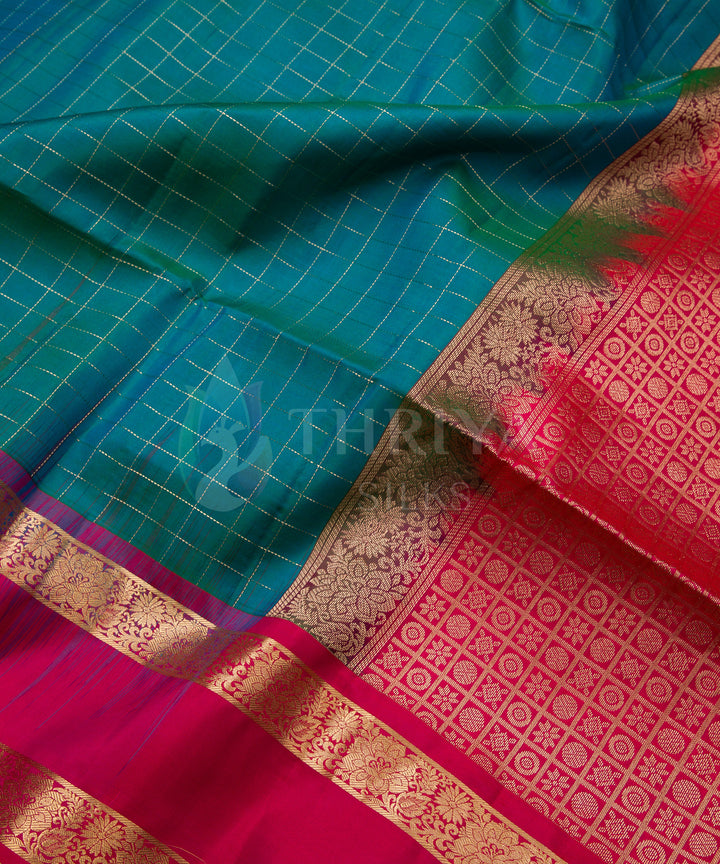 Turquoise and Pink Soft Silk Saree - TSW060709 - View 3