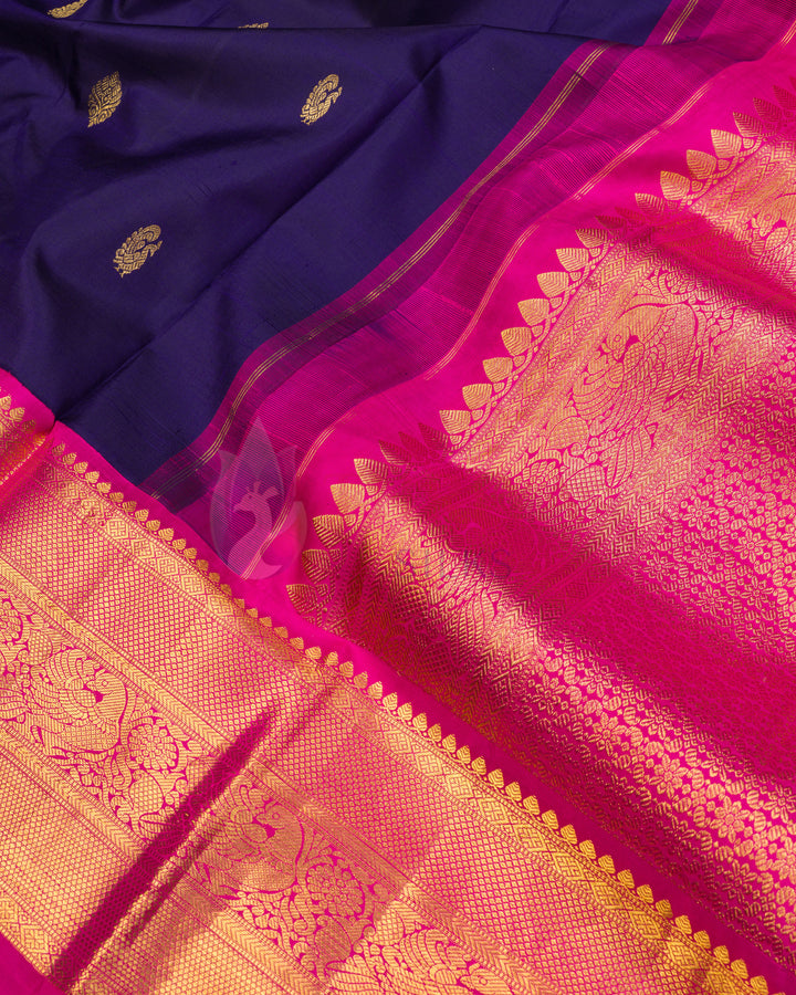 Navy Blue Kanchipuram Silk Saree - TSW1245