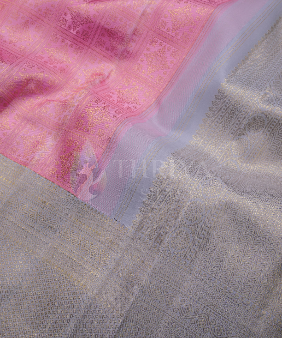 Pink and Silver Kanchipuram Silk Saree - TSW1128 - View 3