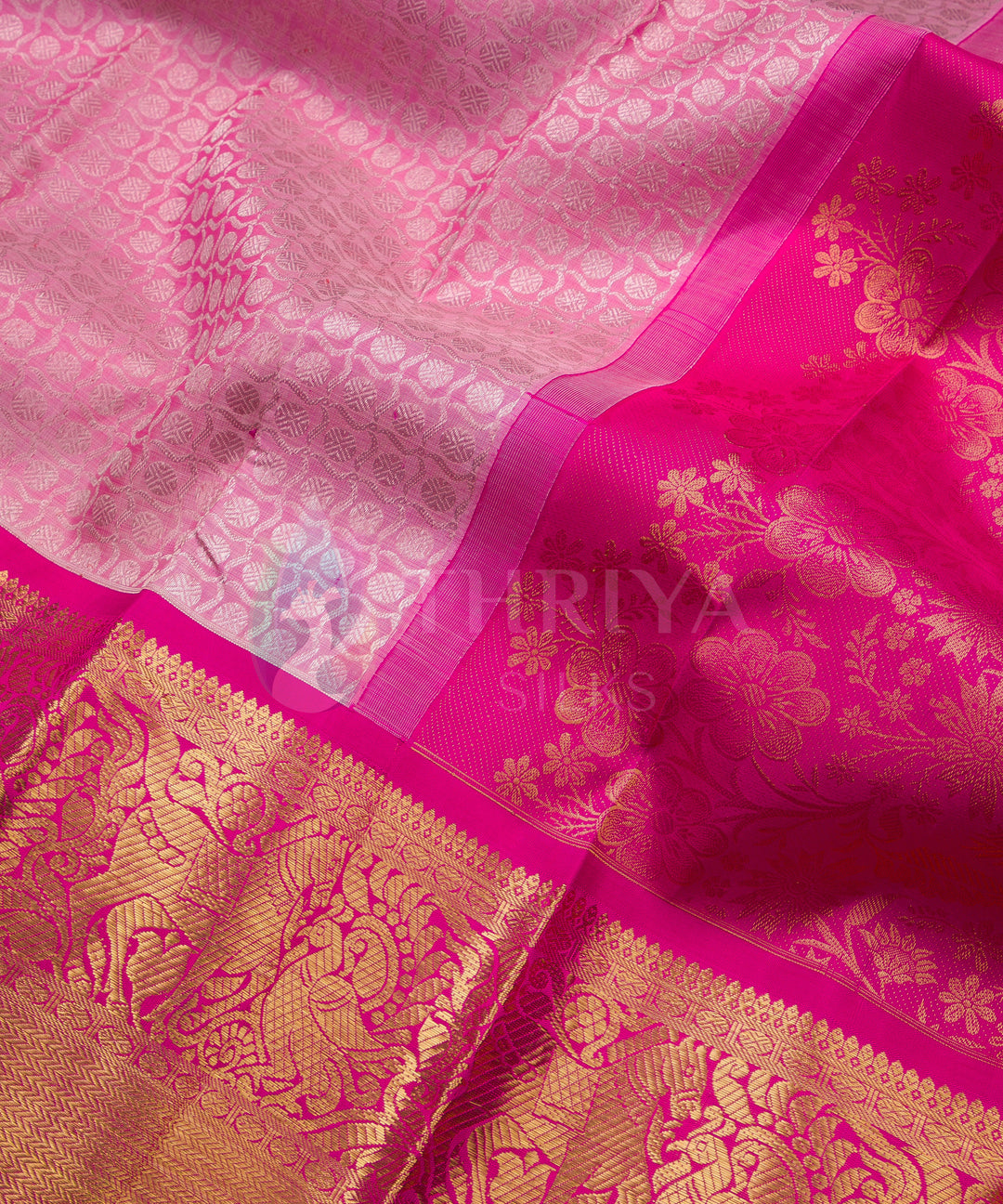 Light Pink with Dark Pink Kanchipuram Silk Saree - TSW0926 - View 3