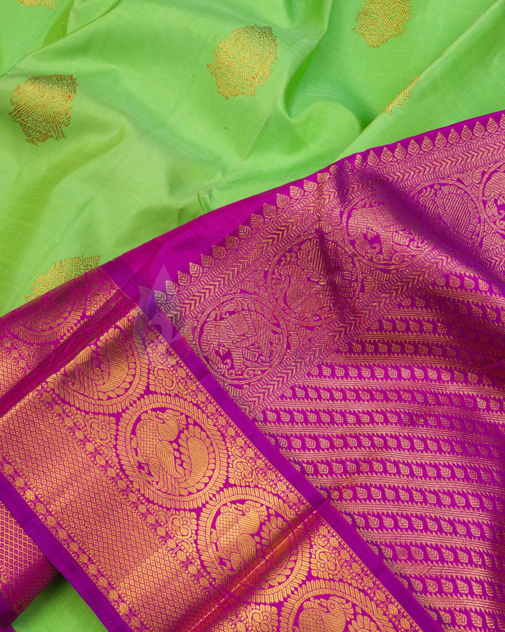 Parrot Green Kanchipuram Silk Saree - TSW1265