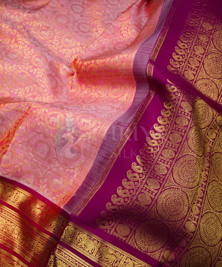 Light Pink with Magenta Kanchipuram Silk Saree - TSW0940 - View 3