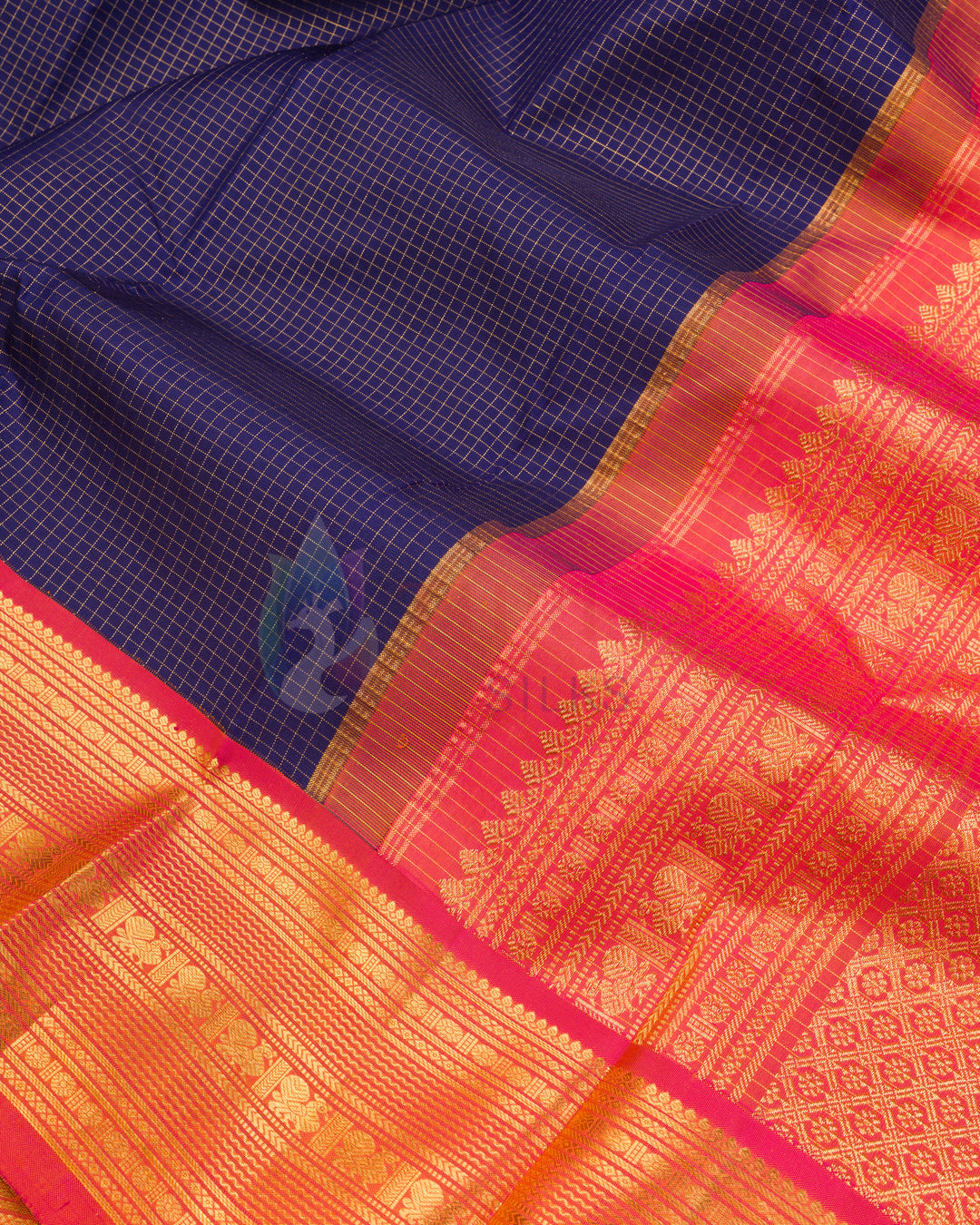 Ink Blue Kanchipuram Silk Saree - TSPQ120509