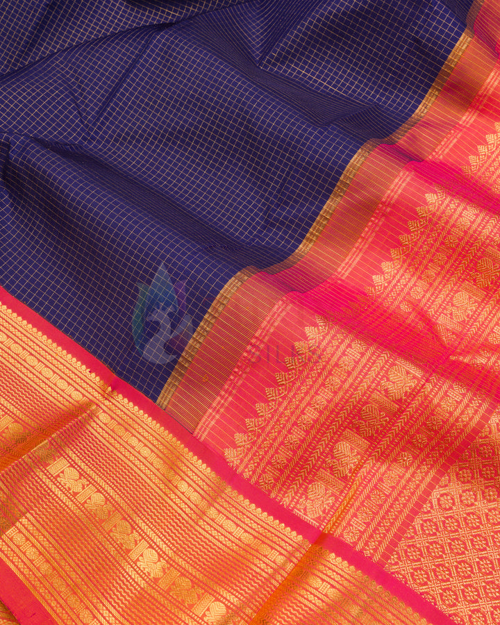 Ink Blue Kanchipuram Silk Saree - TSPQ120509