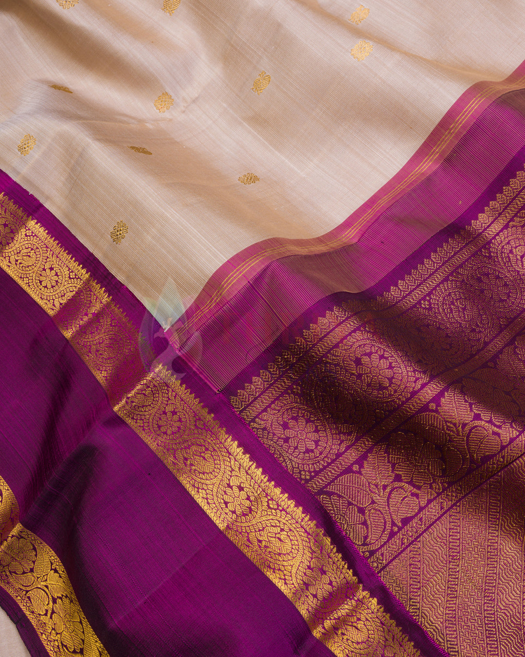 Cream Kanchipuram Silk Saree - TSPQ200706