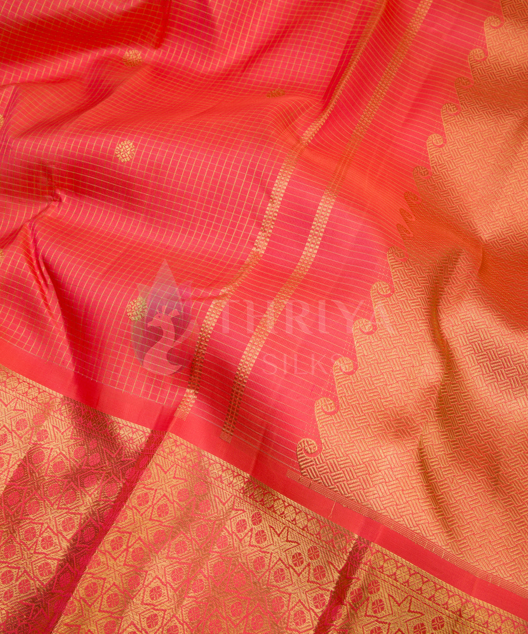 Peach Pure Zari Kanchipuram Silk Saree - TSW0804 - View 4