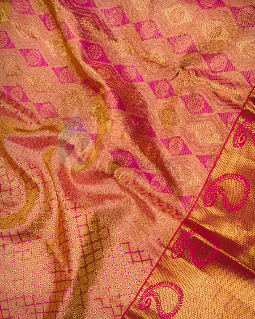 Golden Pink Kanchipuram Saree with 2g Zari - TSW0919