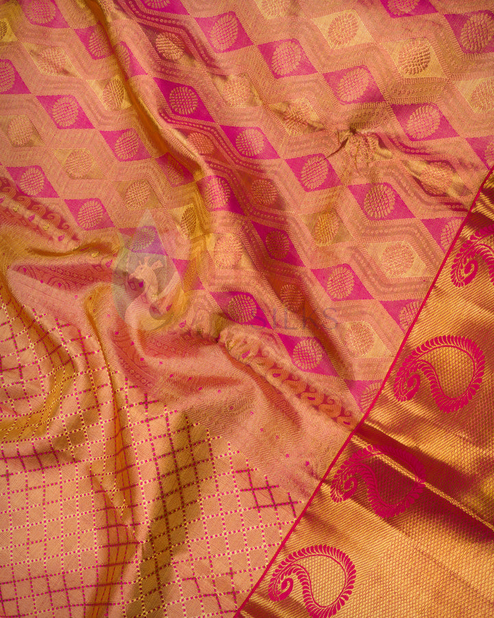Golden Pink Kanchipuram Saree with 2g Zari - TSW0919