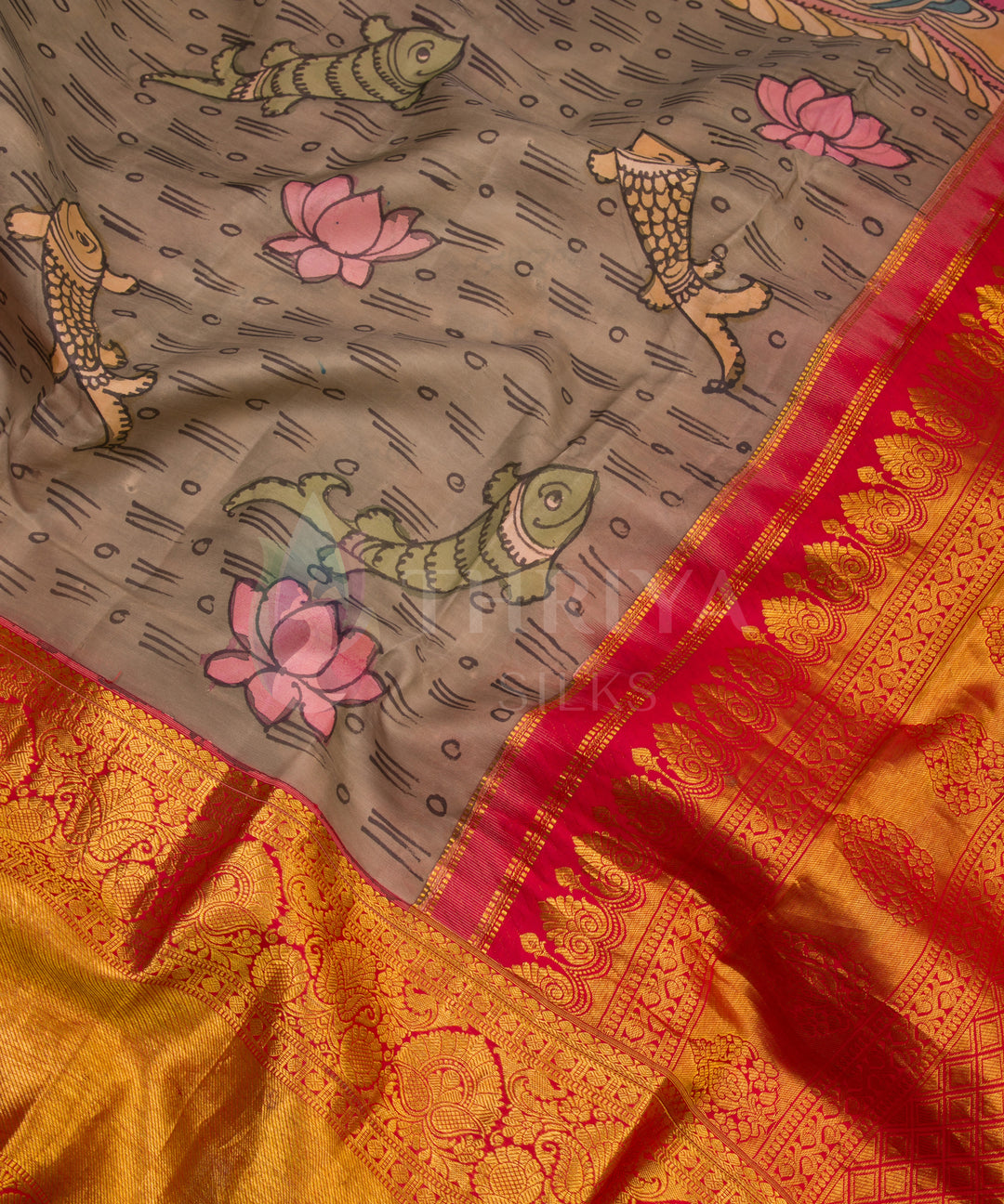 Multicolour Kalamkari Kanchipuram Silk Saree - TSW0866 - View 6