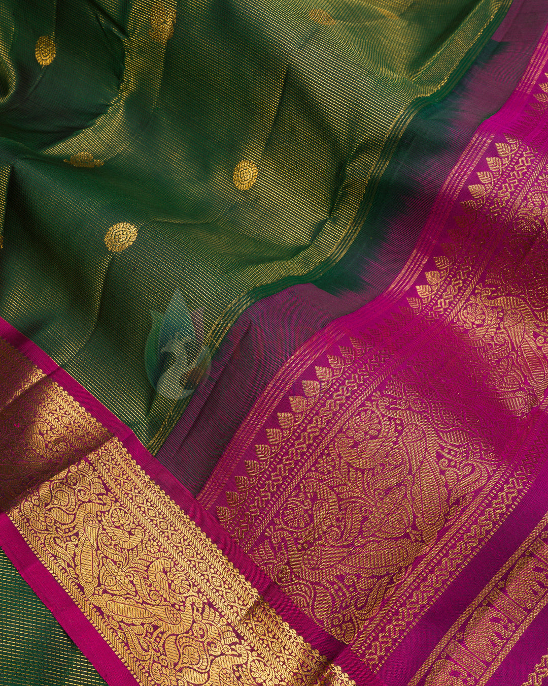 Dark Green Kanchipuram Silk Saree - TSPQ100512