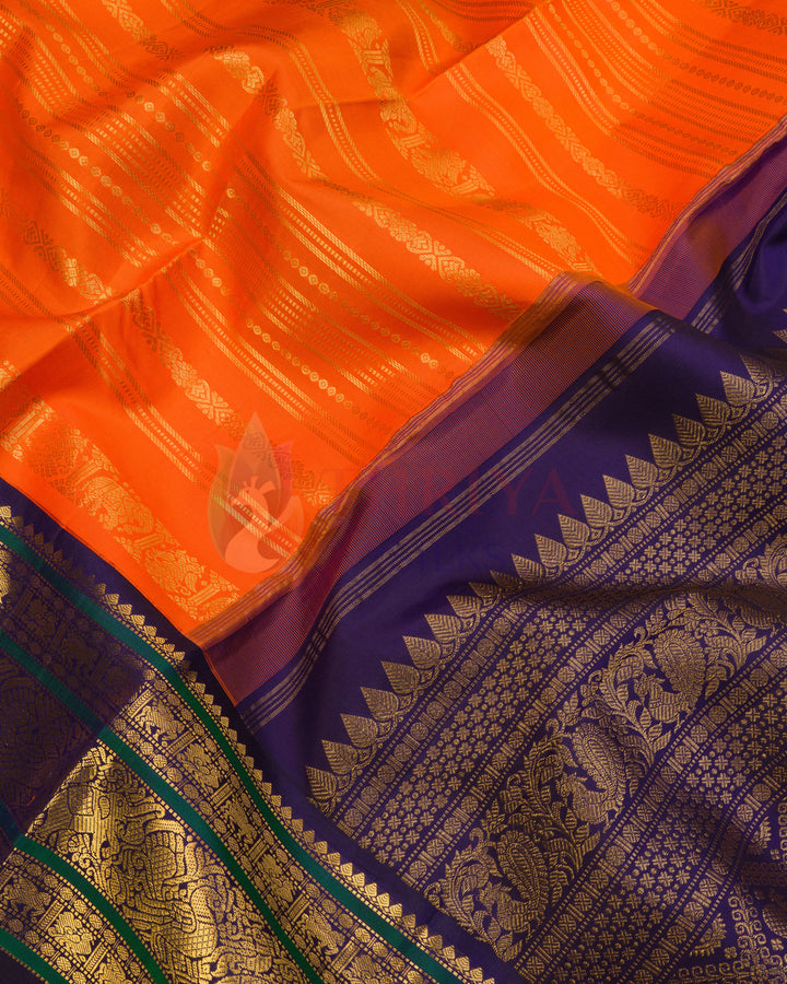 Orange Korvai Kanchipuram Silk Saree - TSPQ100514