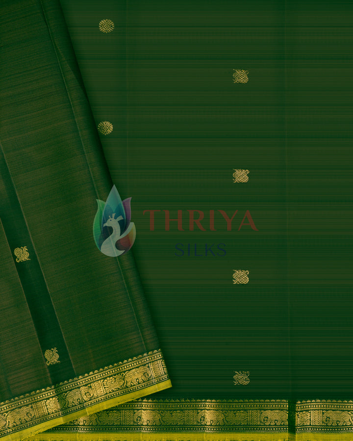 Dark Green Kanchipuram Silk Saree - TSPQ090808