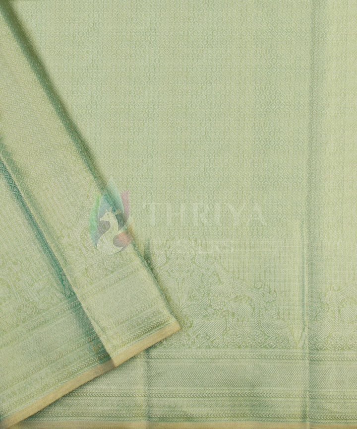 Sapphire Green Pure Zari Korvai Kanchipuram Silk Saree - TSW0885 - View 5