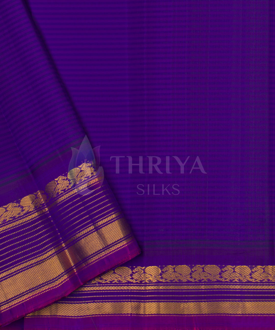 Green And Royal Blue Gadwal Silk Saree - TAWG0946 - View 5