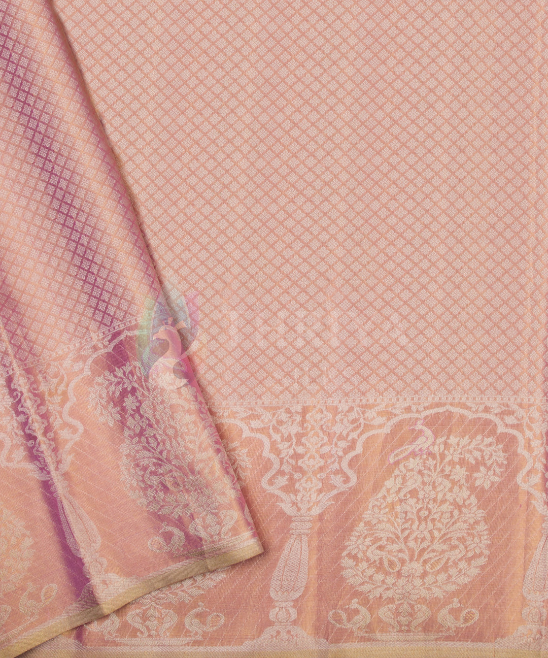 Full Gold Pink Pure Zari Kanchipuram Silk Saree - TSW0893 - View 5