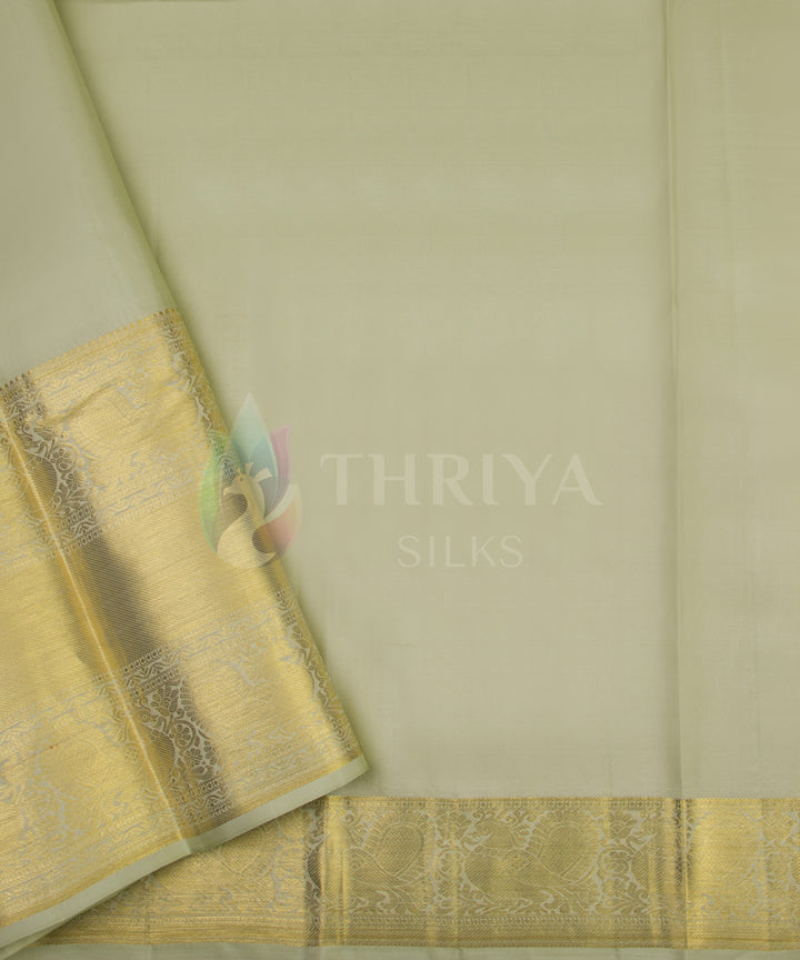 Ivory Pure Zari Kanchipuram Silk Saree - TSW0845 - View 5