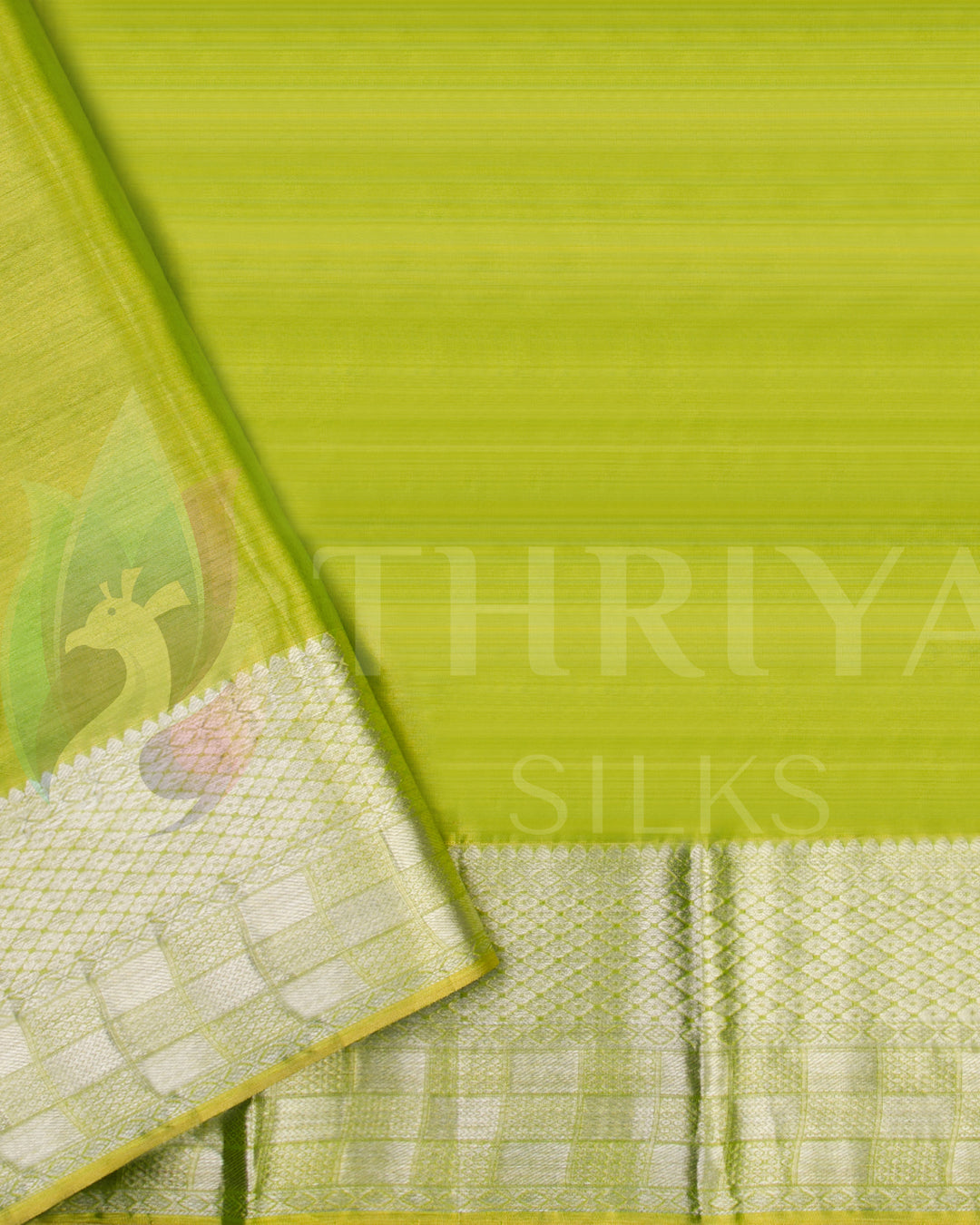 Green Kanchipuram Silk Saree with Silver Zari - TSW1183 - View 5