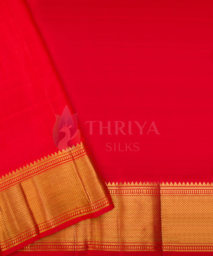 Turquoise with Red Kanchipuram Silk Saree - TSW1212 - View 5