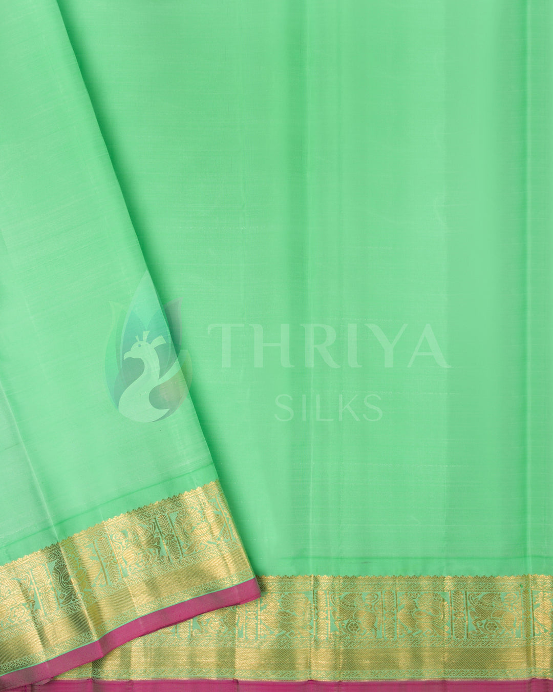 Magenta And Pastel Green Kanchipuram Silk Saree - TSW300807