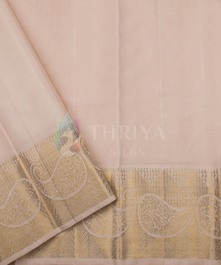 Maroon and Half White Pure Zari Kanchipuram Silk Saree - TSW0807