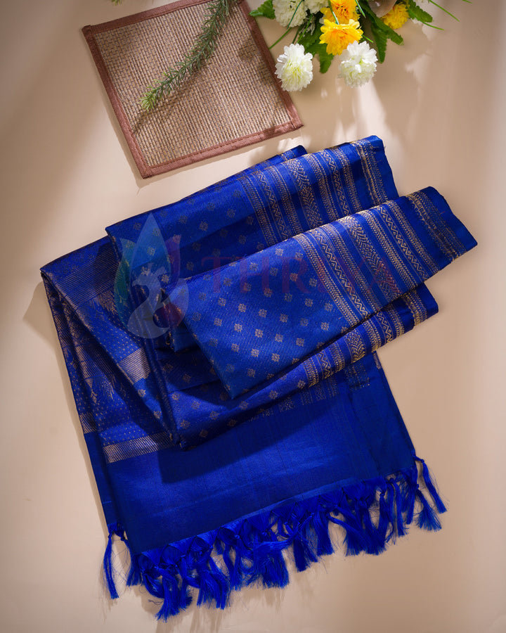 Kanchipuram Blue Dupatta with 2g Zari - TSW040402