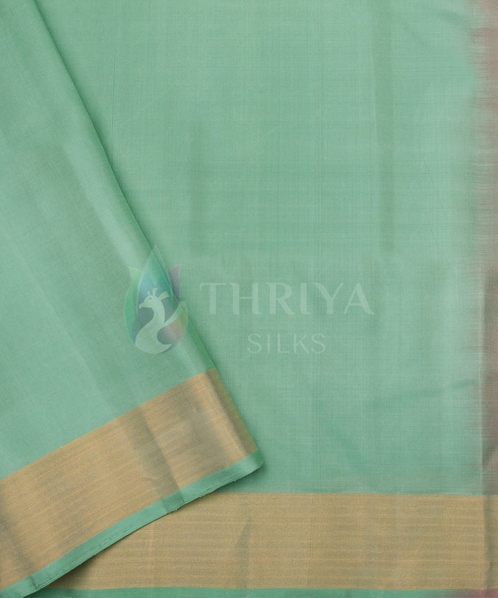 Brown And Pista Green Soft Silk Saree with Kolam Design Pattern - TSSS060501