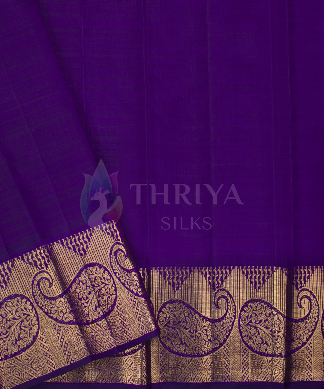 Mustard Yellow and Dark Blue Pure Zari Kanchipuram Silk Saree - TSW0814 - View 5