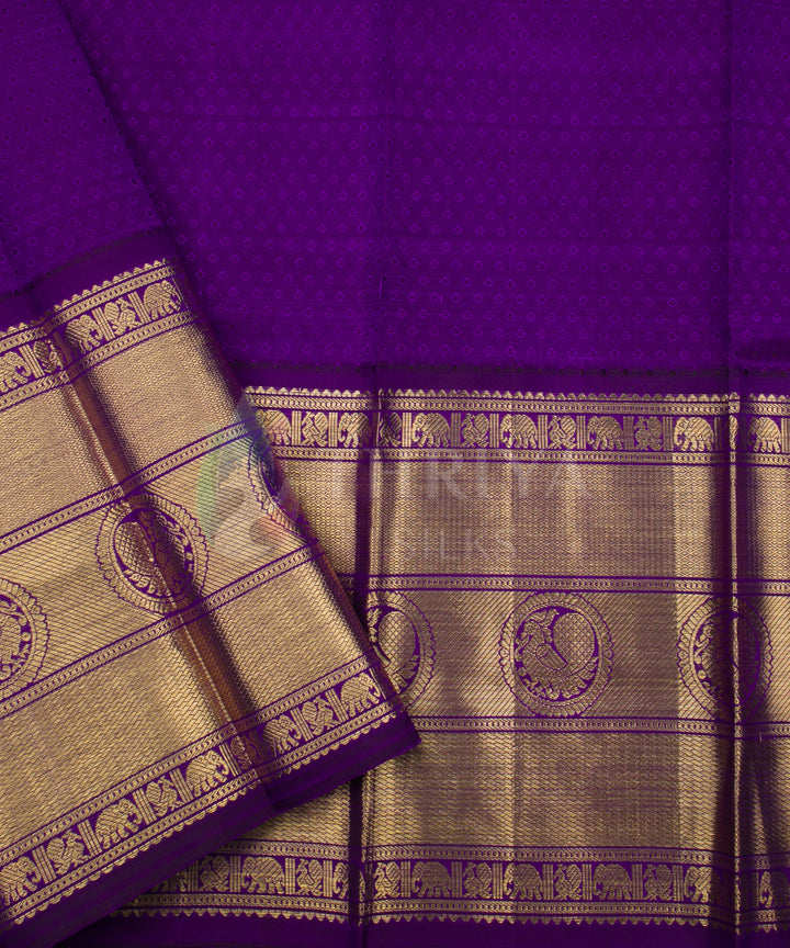 Orange and Violet Pure Zari Korvai Kanchipuram Silk Saree - TSW0883