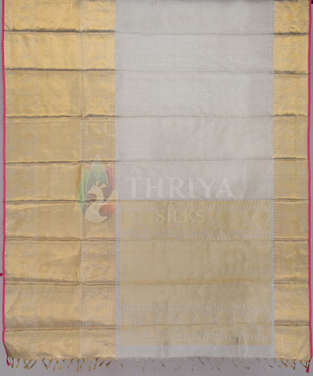 Half White Kanchipuram Silk Dupatta - TSW1339