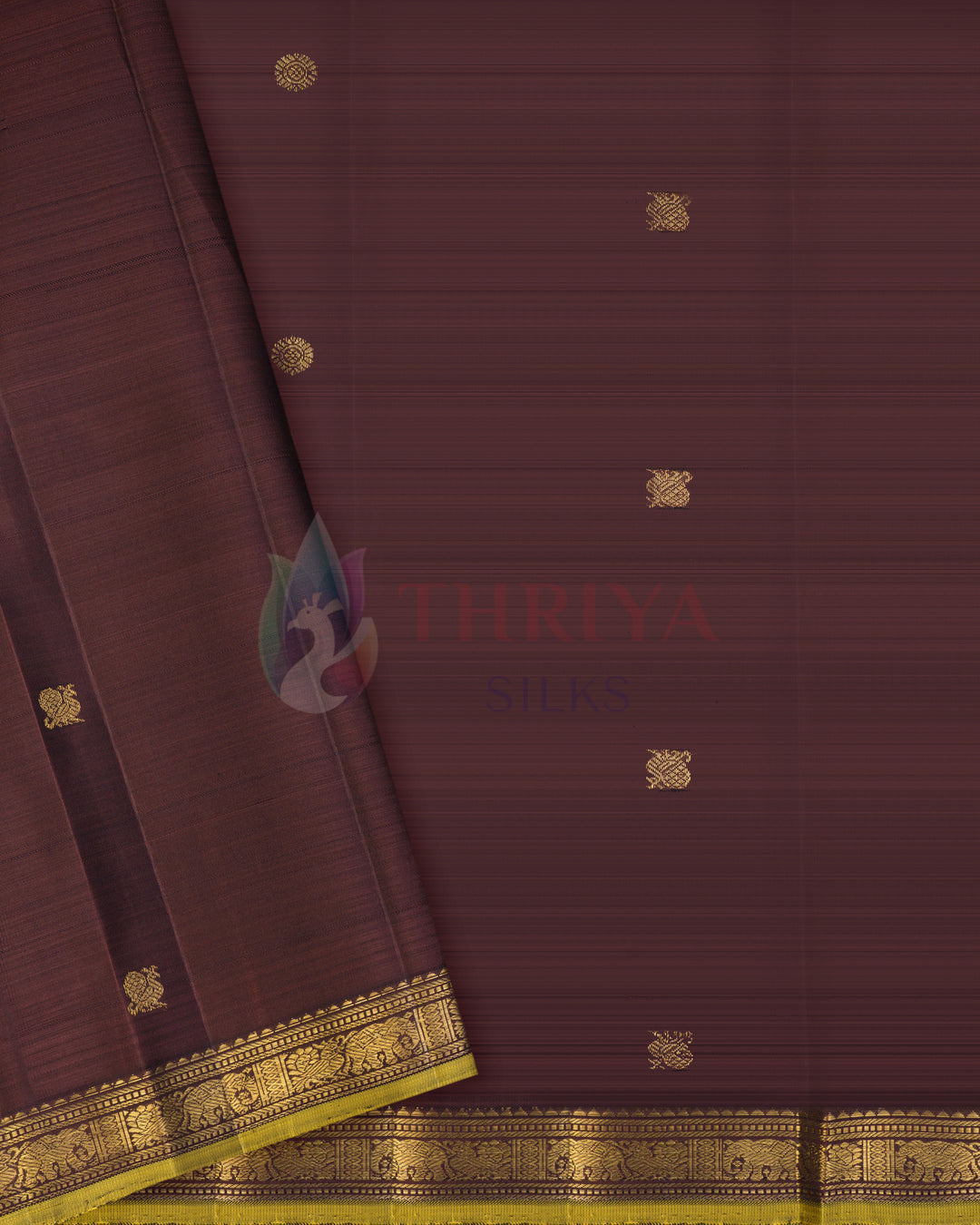 Brown Kanchipuram Silk Saree & 3G - TSPQ190701