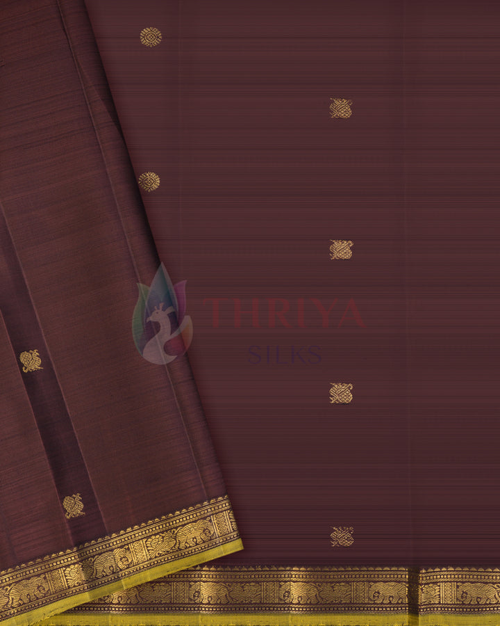 Brown Kanchipuram Silk Saree & 3G - TSPQ190701