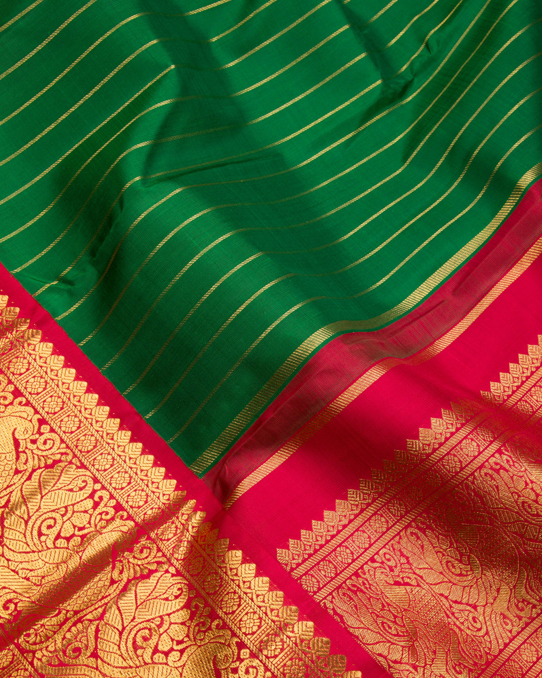 Green Kanchipuram Silk Saree - View 3