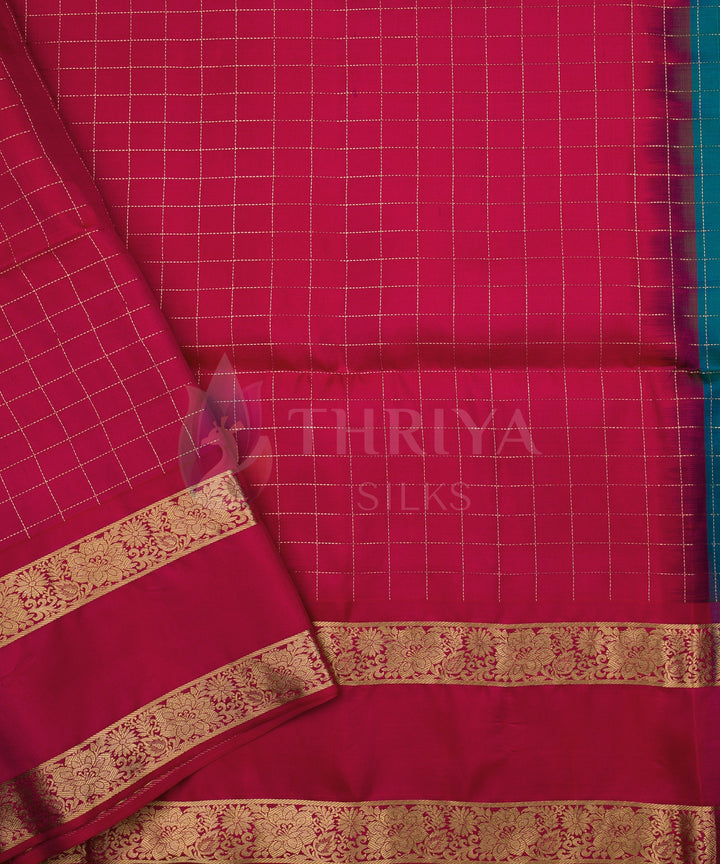 Turquoise and Pink Soft Silk Saree - TSW060709 - View 5