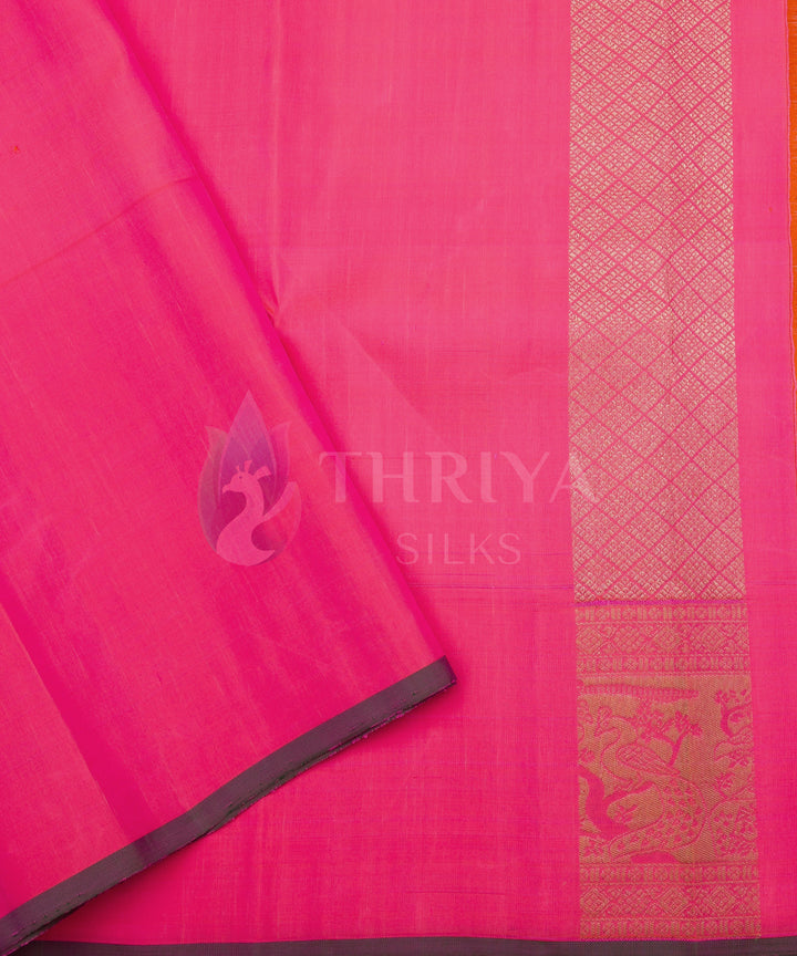 Half White and Pink Kanchipuram Silk Saree - TSW1217 - View 5