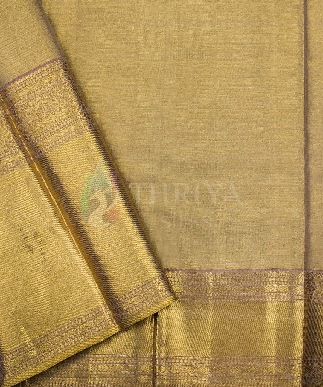 Orange and Gold Kanchipuram Silk Saree - TSW1133 -View 5