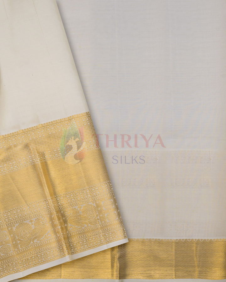 Half White Kanchipuram Silk Saree - BW2407(815)