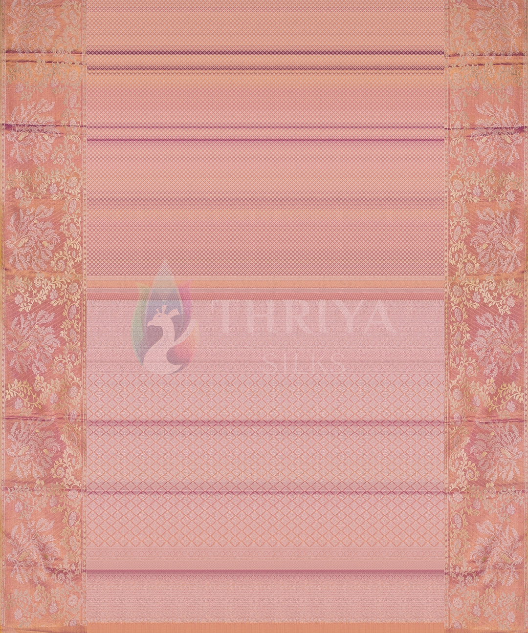 Full Gold Pink Pure Zari Kanchipuram Silk Saree - TSW0892 - View 3